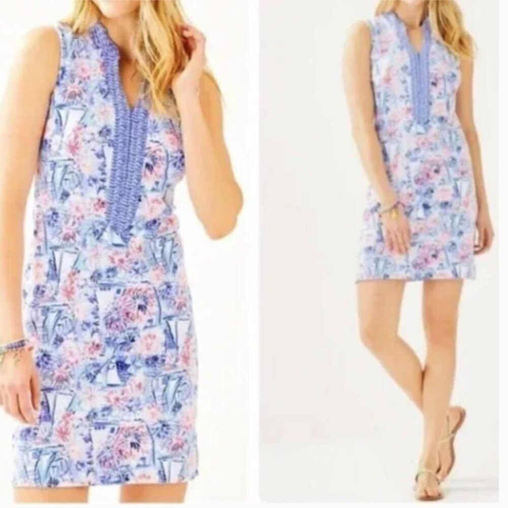 Lilly Pulitzer Larsen Dress in Sea to Shining Sea print size large